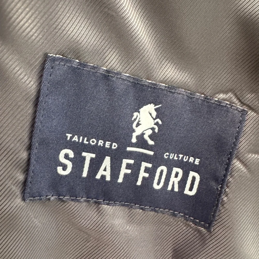 Stafford Linen Cotton Sport Coat Blazer Classic Fit 46 Long Chambray Gray Summer